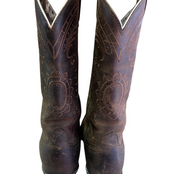 Ariat Western Magnolia Boots Women's Size 9.5 Brown Leather Distressed Preowned - Picture 4 of 7